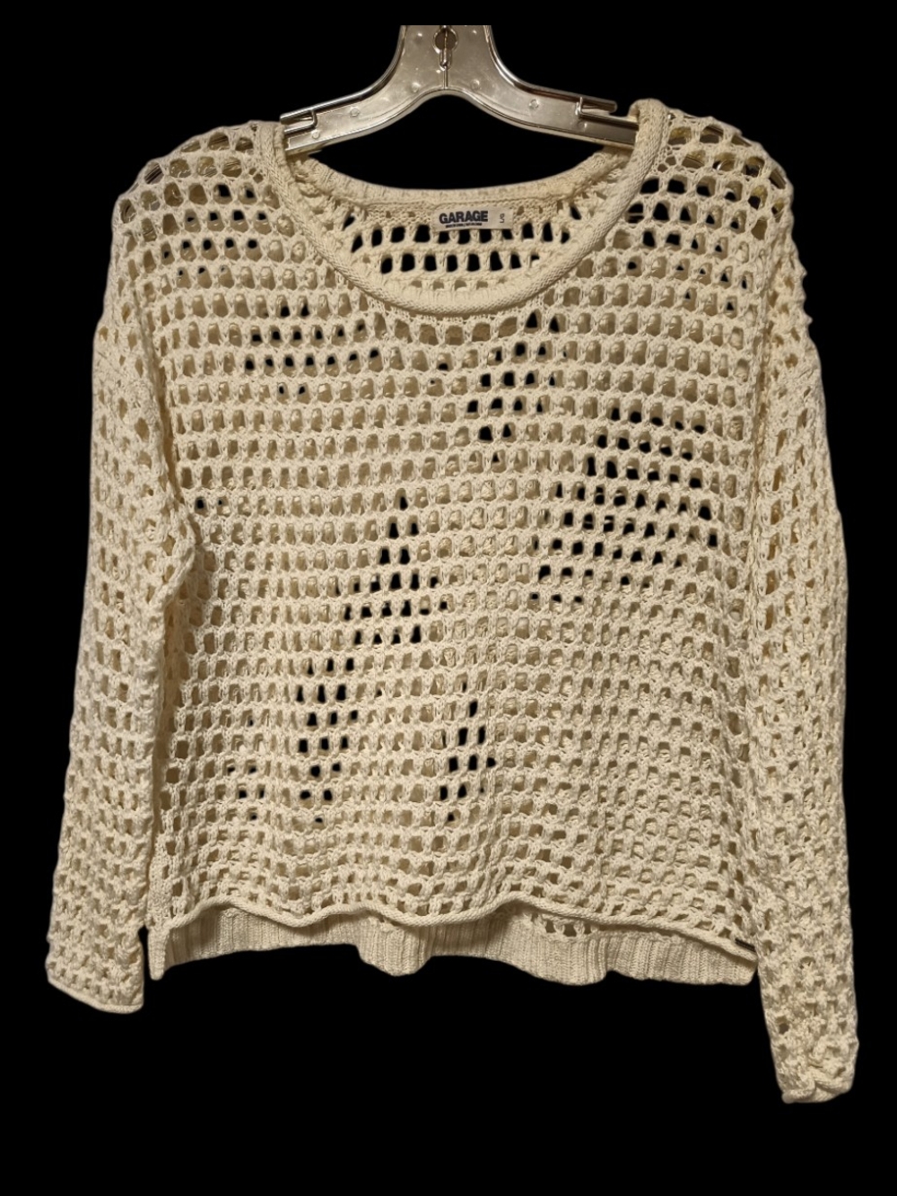 Garage Open-Knit Scoop Neck Sweater in Cream